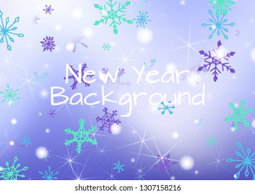 Winter Background with Cute Snowflakes and Shiny Lights. Festive Background for Christmas Decoration, Cloth, Dress. Vertical A4 Vector Background.