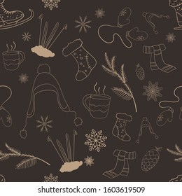 
Winter background of dark color. Seamless. Vector illustration