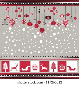 Winter background with decorative seasonal elements