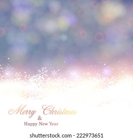 Fondo de invierno. Luces desenfocadas. Navidad. Vector. 