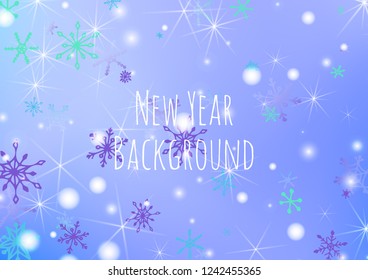 Winter Background with Delicate Snowflakes and Shiny Lights. Festive Background for Christmas Decoration, Print, Dress. Vertical A4 Vector Background.