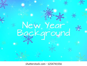 Winter Background with Delicate Snowflakes and Shiny Lights. Festive Background for Christmas Decoration, Cloth, Dress. Vertical A4 Vector Background.
