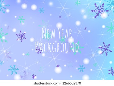 Winter Background with Delicate Snowflakes and Shiny Lights. Festive Background for Christmas Decoration, Cloth, Dress. Vertical A4 Vector Background.