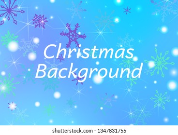 Winter Background with Delicate Snowflakes and Shiny Lights. Festive Background for Christmas Decoration, Textile, Paper. Vertical A4 Vector Background.
