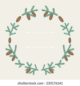 Winter background design with stylized fir branches.