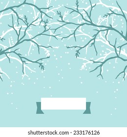 Winter background design with stylized tree branches.