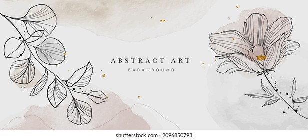 Diseño de fondo invernal con textura de brocha acuarela, Hojas florales y botánicas, dibujo a mano de acuarela. Resumen de diseño de fondo artístico para artes murales, bodas y tarjetas VIP de invitados.  EPS10 vectores