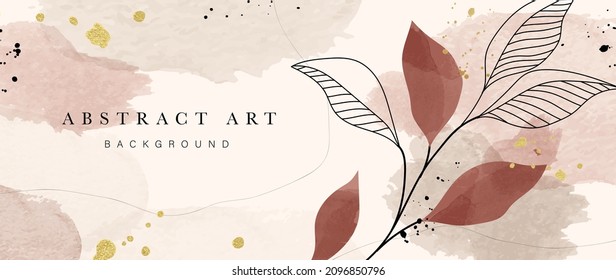 Diseño de fondo invernal con textura de brocha acuarela, Hojas florales y botánicas, dibujo a mano de acuarela. Resumen de diseño de fondo artístico para artes murales, bodas y tarjetas VIP de invitados.  EPS10 vectores