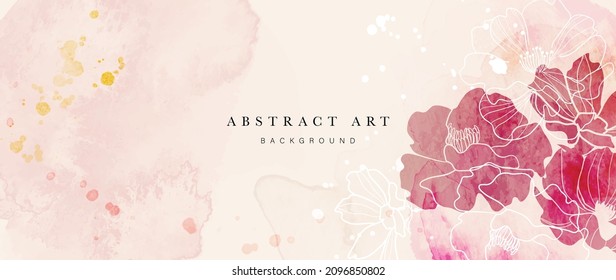 Diseño de fondo invernal con textura de brocha acuarela, Hojas florales y botánicas, dibujo a mano de acuarela. Resumen de diseño de fondo artístico para artes murales, bodas y tarjetas VIP de invitados.  EPS10 vectores