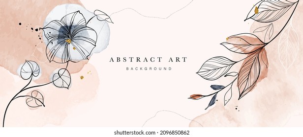 Diseño de fondo invernal con textura de brocha acuarela, Hojas florales y botánicas, dibujo a mano de acuarela. Resumen de diseño de fondo artístico para artes murales, bodas y tarjetas VIP de invitados.  EPS10 vectores