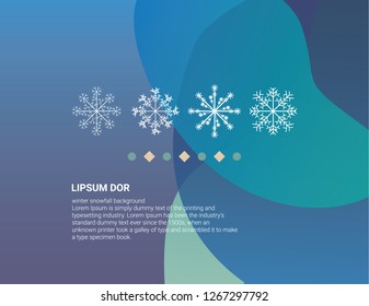 Winter background design of white snowflake with copy space Snowfall frozen poster. Color background banner. Vector illustration