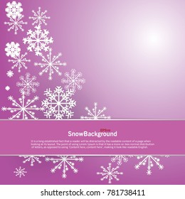 Winter background design of white snowflake with copy space Snowfall frozen poster. Color background. Vector illustration