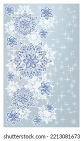 Fondo invernal con copos de nieve de diamantes, ilustración vectorial