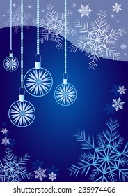 Winter background with different snowflakes and balls 2016. Vector illustration