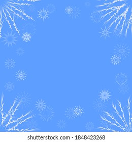 Fondo invernal de diferentes copos de nieve. Papel de bienvenida festivo para una decoración festiva de Navidad y Año Nuevo. Ilustración del vector