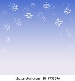 Winter background different snowflakes. Festive wellpaper for a Christmas and New Year festive decor. Vector illustration