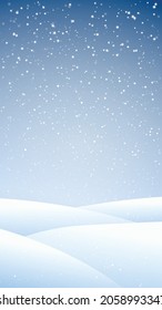 Winter background. Drifts and falling snow. Vertical vector illustration.