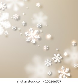 Winter background. Fallen defocused snowflakes. Christmas. Vector. 