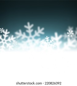 Winter background. Fallen defocused snowflakes. Christmas. Vector.  