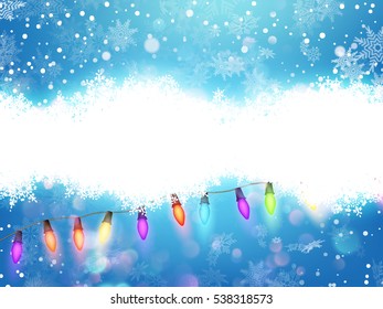 Winter background. Fallen defocused snowflakes. EPS 10 vector file included