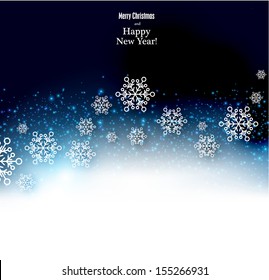 Winter background. Fallen snowflakes. Christmas. Vector.   