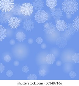 Winter background. Fallen snowflakes. Christmas. Vector illustration.