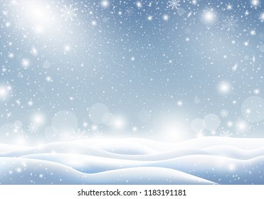 Winter background of falling snow Christmas card design vector illustration
