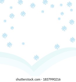 Winter background with falling snow, light blue and with copy space, welcome christmas season, vector illustration.