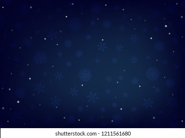 Winter background with falling snow and snowflakes. Merry Christmas and Happy New Year background. Vector illustration.