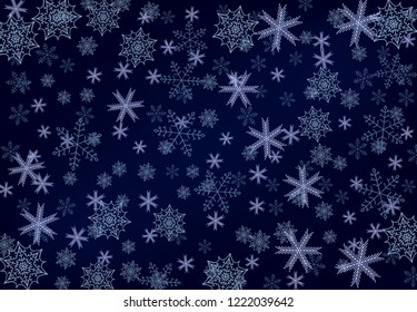 Winter background with falling snow and snowflakes. Merry Christmas and Happy New Year background. Vector illustration.