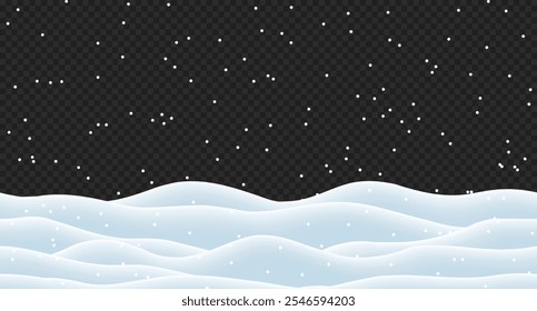 Winter background. Falling snow with snowflakes. Snow landscape decoration. Snow background. Vector illustration