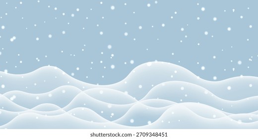 Winter background. Falling snow with snowflakes. Snow landscape decoration. Snow background. Vector illustration