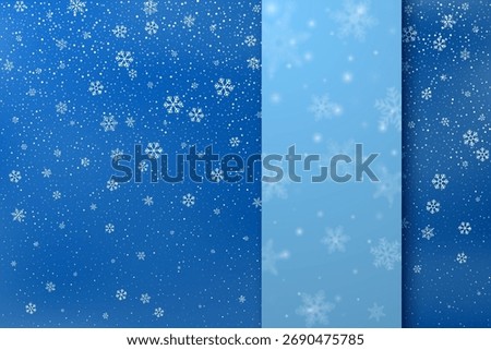 Winter background with falling snow, snowflakes, and a frosted glass insert with space for your text. Vector illustration.
