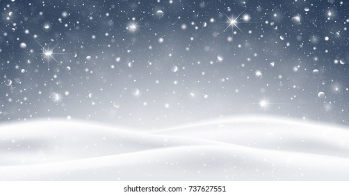 Winter background with falling snow. Vector illustration
