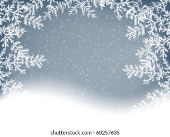 winter background with falling snowflakes