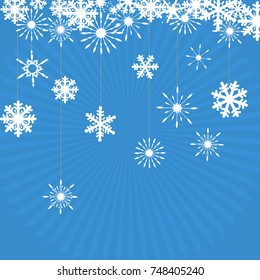 Winter background with figure skates and snowflakes. Can be use as banner or poster.Vector illustration.