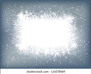 Winter background with fir branches and falling snow