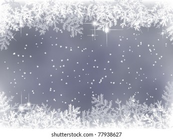 winter background with fir branches and snow