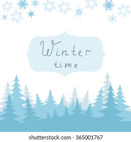 Winter background with fir trees. Vector illustration