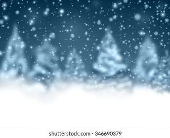 Fundo de inverno com abetos. Ilustração em papel vetorial.