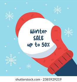 Winter background. Flat winter background. Snowy backgrounds. Snowfall. Winter season. Design elements for social media, blog post, web template, greeting card, winter sale.