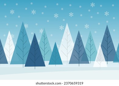Winter background. Winter forest. Vector flat illustration