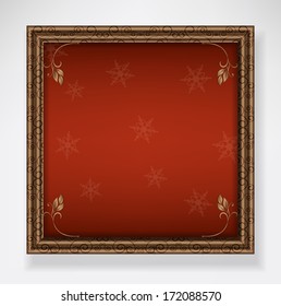 Winter background in frame with ornament, elegant vector illustration