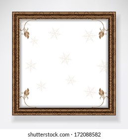 Winter background in frame with ornament, elegant vector illustration
