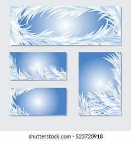 Winter background. Frosty pattern on glass. Rime. Vector.