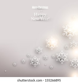 Winterhintergrund. Glühende Schneeflocken. Weihnachten. Vektorgrafik.   