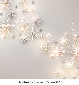 Winter background. Glowing snowflakes. Christmas. Vector.  