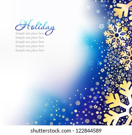 winter background with gold snowflakes