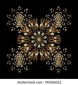 Winter background with golden snowflakes. Vector isolated background. Vector illustration.