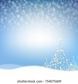 Winter Background With Gradient Mesh, Vector Illustration